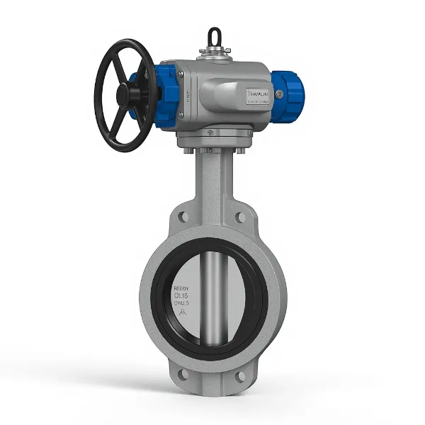 شیر پروانه‌ای صنعتی با عملگر پنوماتیک